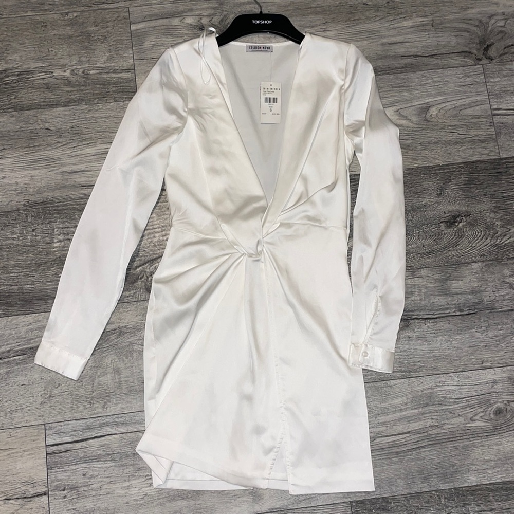 Fashion nova silk dress with slit and low cut